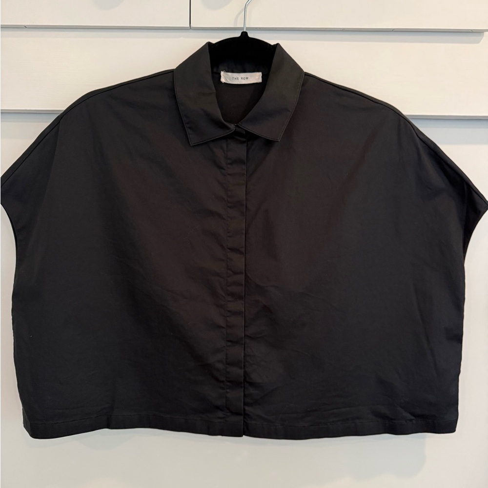 The Row Black Cropped Button Down Shirt
